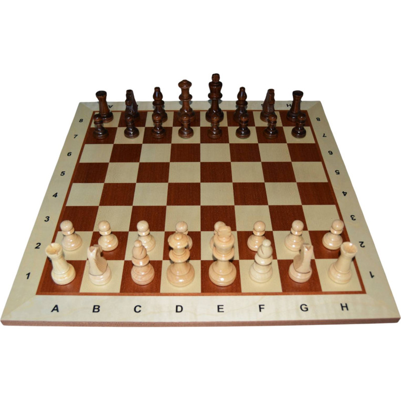 Jeu d'échecs bois sycomore/acajou bord clair pièces STAUNTON schima wallichi - numéroté taille 5