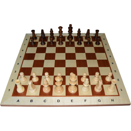 Jeu d'échecs bois sycomore/acajou bord clair pièces STAUNTON schima wallichi - numéroté taille 5