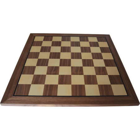 Échiquier en bois noyer bordure noire 52 cm - taille 5+ (avec défaut)