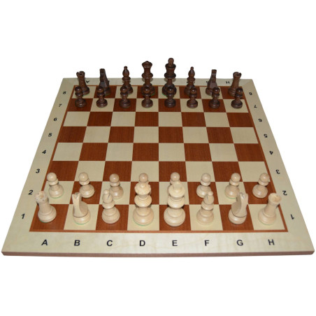 Jeu d'échecs bois sycomore/acajou bord clair pièces STAUNTON n°5 charme - numéroté taille 5