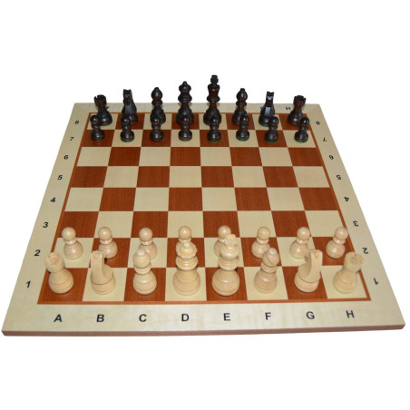Jeu d'échecs bois sycomore/acajou bord clair pièces STAUNTON n°5 style allemand charme SR3 - numéroté taille 5