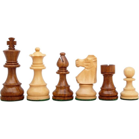 Pièces d'échecs STAUNTON style français acacia/buis lestées feutrées 100 mm