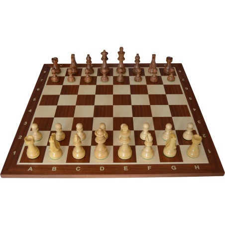 Jeu d'échecs bois sycomore/acajou pièces STAUNTON style Français acacia/buis - numéroté taille 6