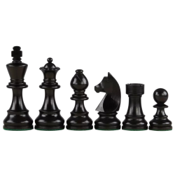 Pièces d'échecs STAUNTON style allemand ébonisées acacia/buis lestées feutrées 76 mm