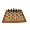 Pièces d'échecs STAUNTON style allemand ébonisées acacia/buis lestées feutrées 76 mm