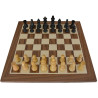Jeu d'échecs bois noyer pièces STAUNTON style allemand ébonisées acacia/buis - taille 4