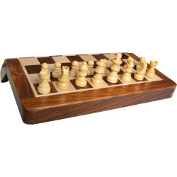 Jeu d'échecs de voyage magnétique bois acacia/buis - 25cm