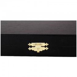Coffret de rangement luxe bois bouleau noir pour pièces d'échecs STAUNTON n°5 - feutrine rouge