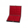 Coffret de rangement luxe bois bouleau noir pour pièces d'échecs STAUNTON n°5 - feutrine rouge
